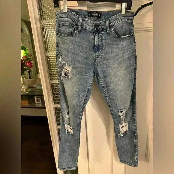 Hollister men’s distressed advanced stretch jeans. Straight leg size 32x30 - Picture 1 of 11